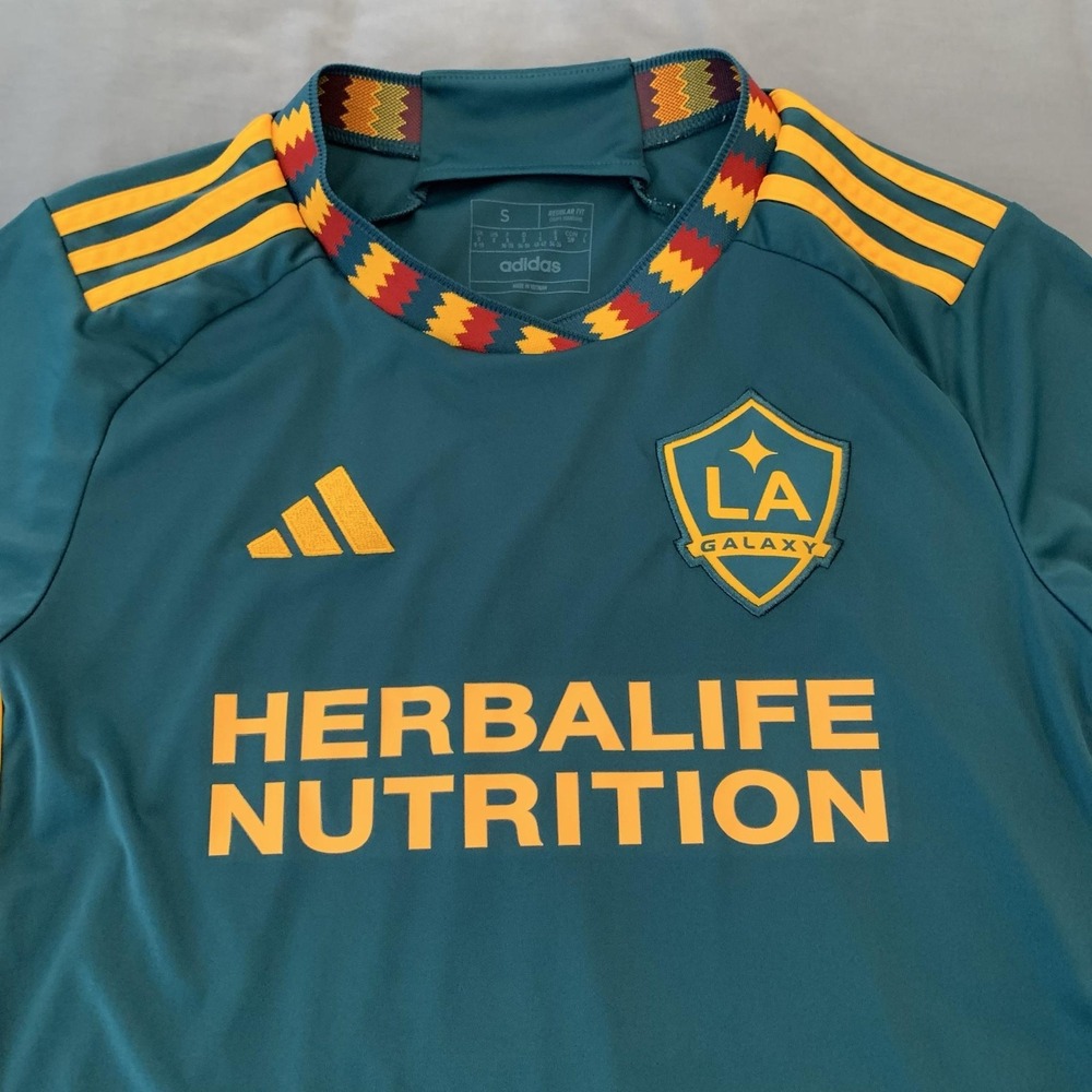 LA Galaxy Jersey Womens Small Green MLS Soccer Adidas Herbalife Nutrition #score